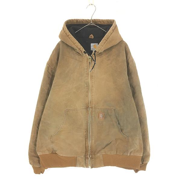 古着 10s Carhartt ブラウン ダック 防寒 パデット アクティブ パーカー ジャケット XL 古着 10s Carhartt ブラウン ダック 防寒 パデット アクティブ