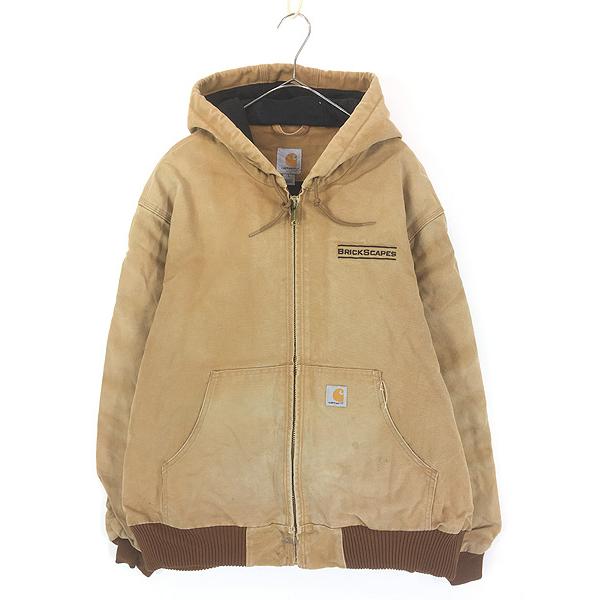 古着 10s Carhartt BRN フェード ブラウン ダック 防寒 パデット アクティブ パーカー ジャケット L 古着 10s Carhartt BRN フェード ブラウン ダック 防寒 パデット