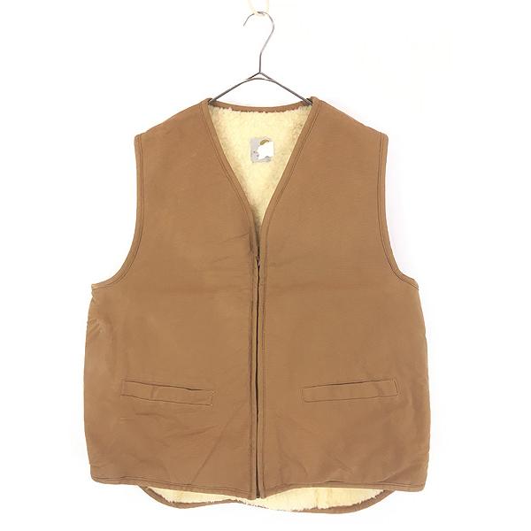 古着 70s Carhartt 裏ボア オールド ブラウン ダック Vネック ワーク ベスト L Tall 古着 70s Carhartt 裏ボア オールド ブラウン ダック Vネック ワーク