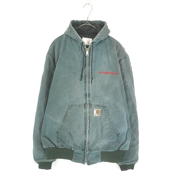 USA製 Carhartt アクティブジャケット パーカー ハンターグリーン 古着 80s USA製 Carhartt ハンターグリーン ダック パデット