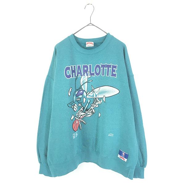 古着 90s USA製 NBA Charlotte Hornets ホーネッツ 両面 だまし絵