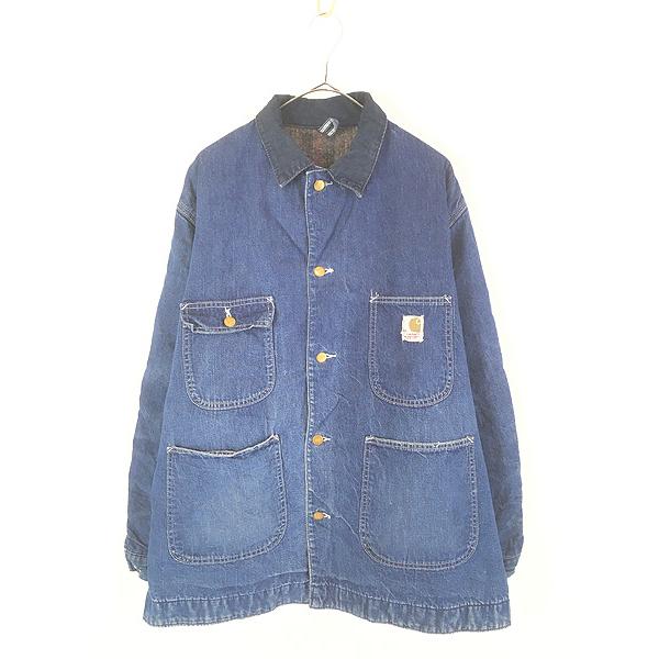 古着 70s USA製 Carhartt ストライプ ブランケット ライナー 濃紺