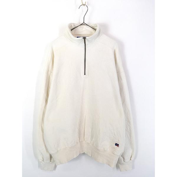 古着 90s USA製 Russell High Cotton 無地 プレーン クォーター ジップ