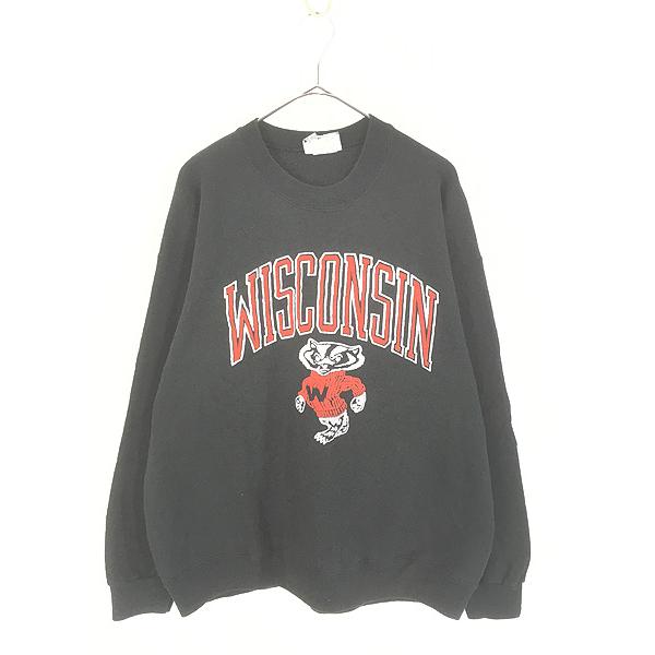 古着 90s USA製 Wisconsin バッキー カレッジ スウェット トレーナー