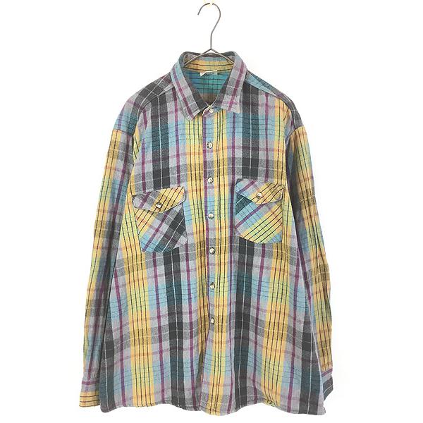 古着 90s FIVE BROTHER TALLMAN イエロー チェック ヘビー フランネル