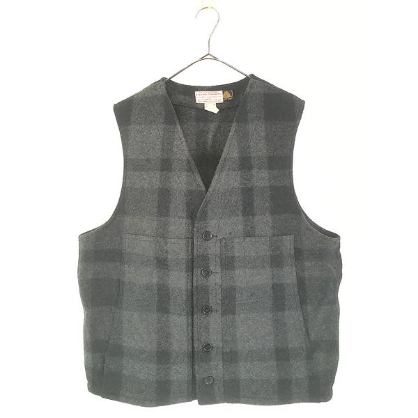 古着 80s USA製 FILSON 名作 ブラック × グレー バッファロー チェック 