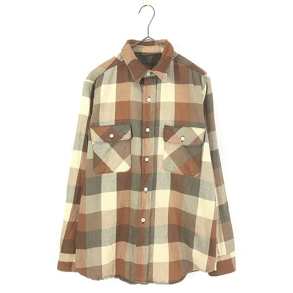 古着 70s BIG YANK ブラウン ブロック チェック ヘビー フランネル