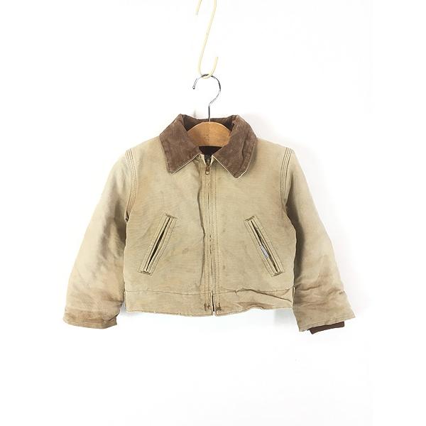 希少 kids carhartt デトロイトジャケット usa製 キッズ 古着 80s- Carhartt レッド キルティング ライナー ブラウン