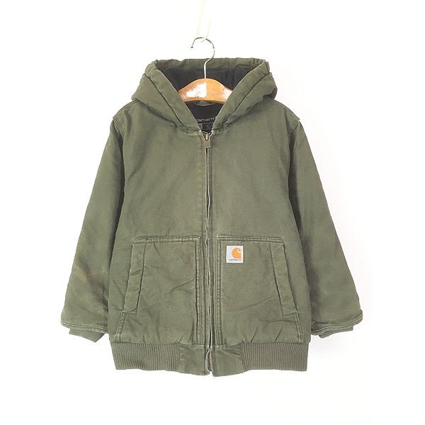 キッズ 古着 Carhartt 防寒 裏地 キルティング セパポケ モスグリーン