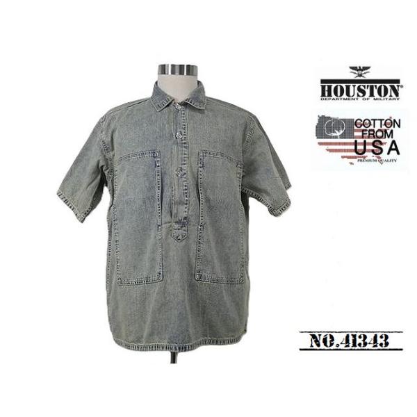 【送料無料 27%OFF】HOUSTON  ヒューストン　U.S. COTTON デニム   プルオーバーシャツ      NO.41343  BLEACH _Lサイズ