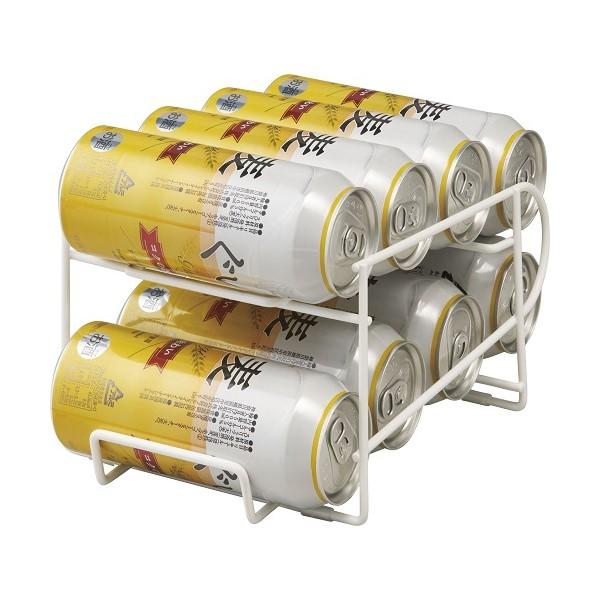 上から入れて手前から取り出す 便利な缶ストッカー☆コロコロ缶配ストッカー 500ml用 コジット ストッカー 押し出し式 冷蔵庫 省スペース 収納 整理 片付け 缶ビール 缶ジュース スチール製 ラック 8缶