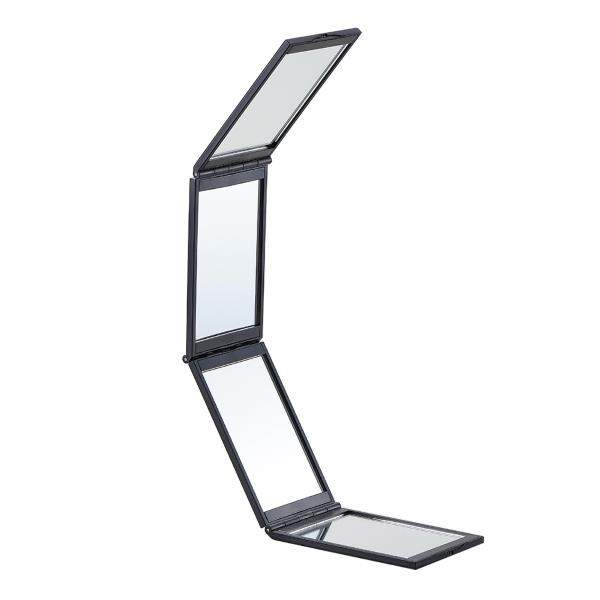 見えにくいところを簡単チェック！4面どこでもミラー ブラック A-02 アイメディア 1009718 鏡 ミラー 4面 4面鏡 たためる 折りたたみ 頭頂部 毛染め 身だしなみ 角度調節 スタンド ブラック 黒 化粧 メイク コンパクト 新...