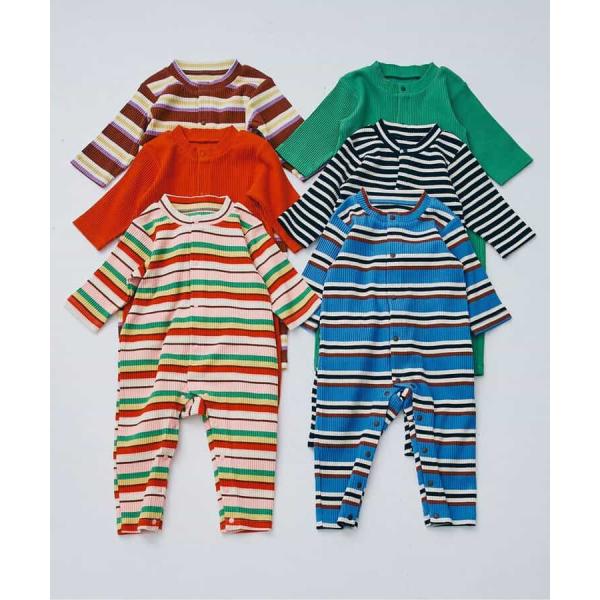 p.premier イロチ買いしたいストレッチ リブ カバーオール ピードットプルミエ ロンパース ベビー服 男の子 女の子 長袖 P432015