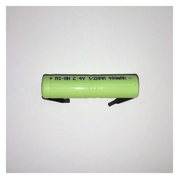 ●商品：新品NiMH 2.4V 400ｍAh 充電電池（外観上１個の電池は1.2Vの充電池を２個で1組にされているものです）●仕様：電圧：2.4V （1.2VX2） 出力：400ｍAh（250ｍAhの代用可）●寸法：1/2AAA 直径約10...