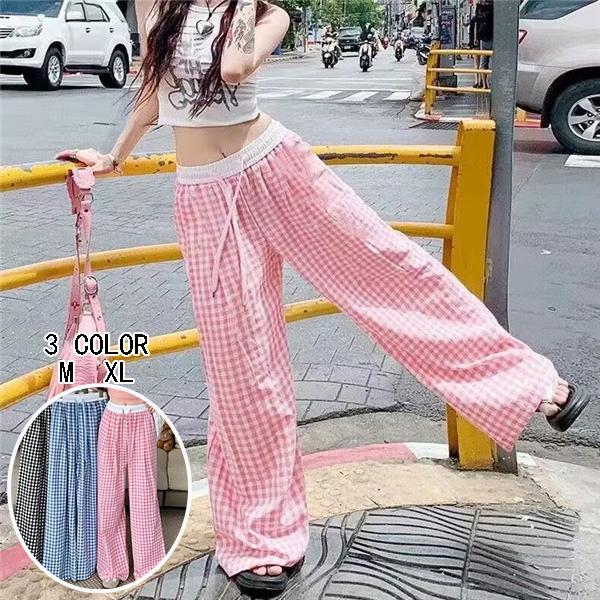 ガウチョパンツ レディース ワイドパンツ 千鳥格子 パンツ 和柄
