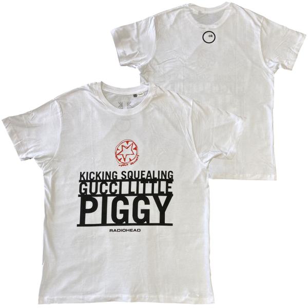 RADIOHEAD Tシャツ PIGGY Radiohead: Gucci Piggy (Back Print) - White T-Shirt - Merchoid