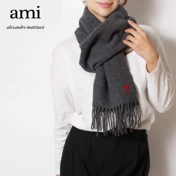 KK ダークグレー マフラー ハート刺繍 A KK様 専用 ダークグレー マフラー ハート刺繍 A