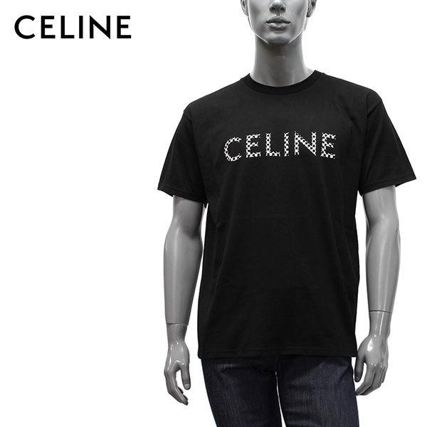 セリーヌ CELINE チェックロゴ Tシャツ【ブラック】 2X800501F 38NO/【2021-22AW】m-tops
