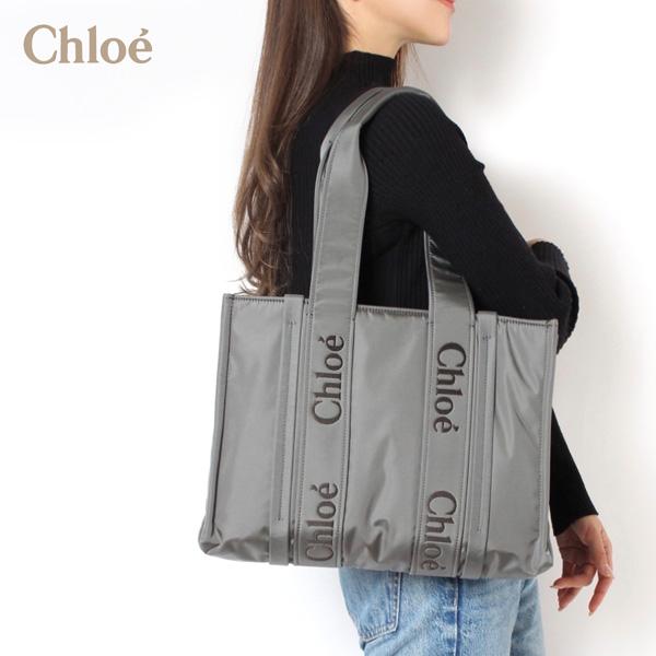 Chloe（クロエ） WOODY ミディアム トートバッグ【066 ELEPANT GREY