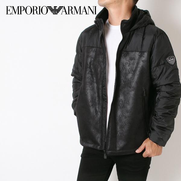 エンポリオアルマーニ EMPORIO ARMANI EA7 フェイクレザー 中綿+ボア ジャケット【ブラック】 6RPBA5 PN54Z  1200/【2023-24AW】m-outer