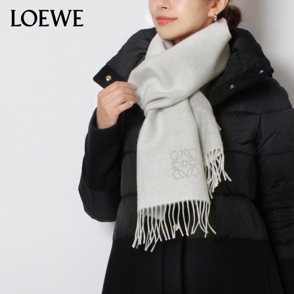 ロエベ LOEWE ウール+カシミヤ バイカラー スカーフ マフラー 【WHITE / LIGHT GREY】 F810250X01  2013/【2023-24AW】goods