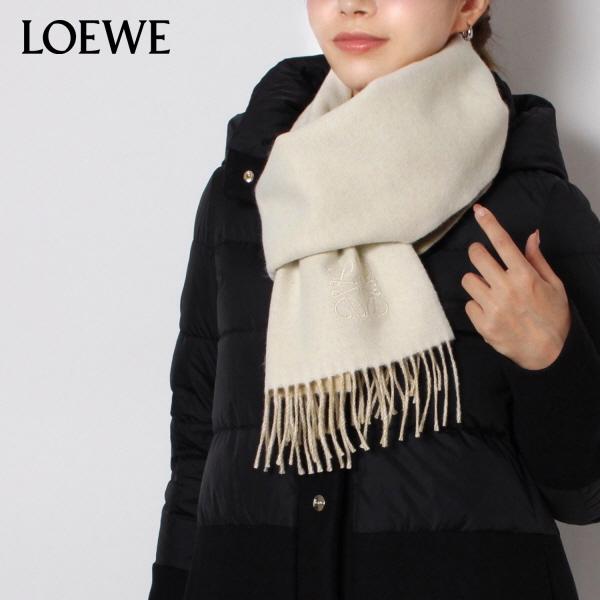 ロエベ LOEWE ANAGRAM SCARF ウール+カシミヤ バイカラー スカーフ マフラー【IVORY/SAND】 F810250X01  2186/【2023-24AW】goods