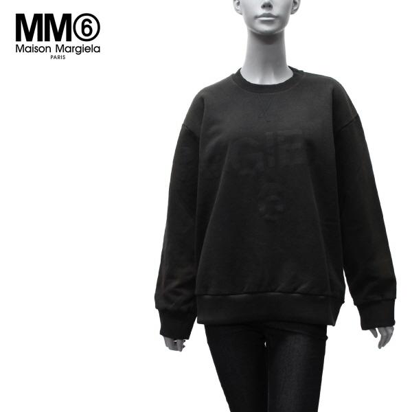エムエムシックス MM6 Maison Margiela ユニセックス オーバーサイズ ロゴトレーナー【ブラック】 S52GU0160 S25537  900/【2022SS】l-tops