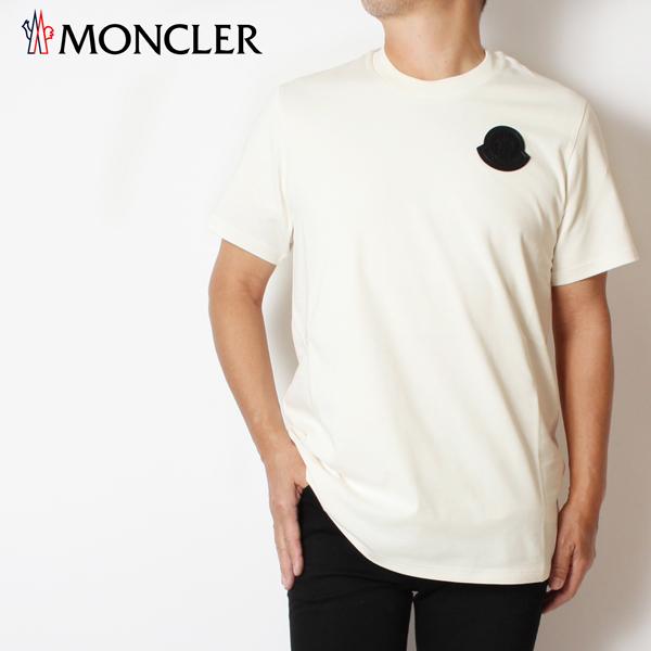 Moncler☆関税込☆ポケット付き オフホワイト コットンTシャツ MONCLER (モンクレール) レタリングロゴ クルーネック 半袖 T