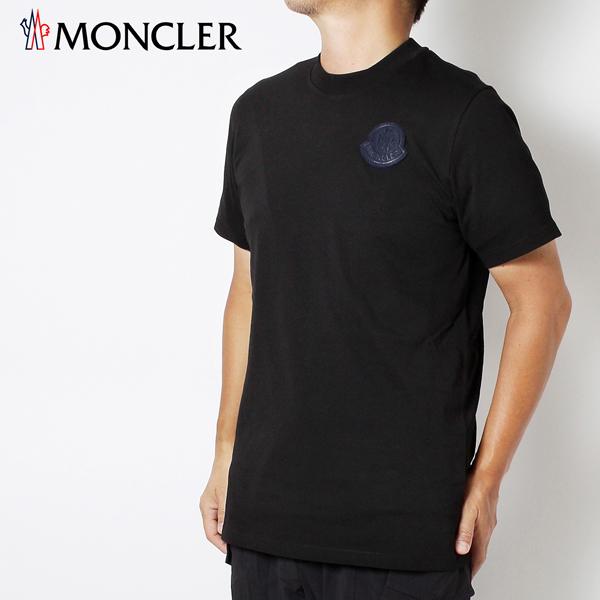 【希少デザイン】モンクレール☆Tシャツ デカワッペン ジーニアス ブラック L MONCLER (モンクレール) ランニングロゴ 袖ワッペン クルー