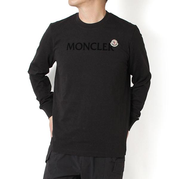 MONCLER ロゴ入り長袖シャツ 黒 MONCLER（モンクレール） 26SSモデル ベロアロゴ 長袖Tシャツ