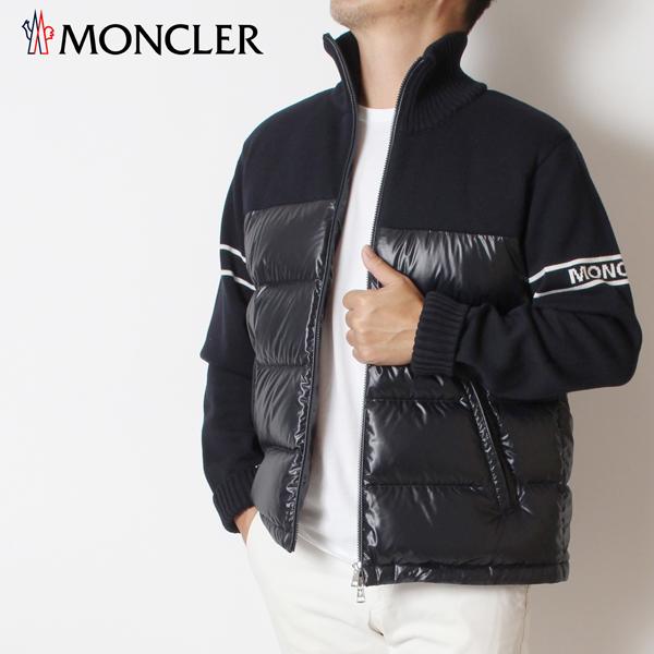 極美品　モンクレール　ニット　ハイブリッド　ブルゾン　ナイロン MONCLER (モンクレール) ニット切り替え フルジップ スタンド ダウン