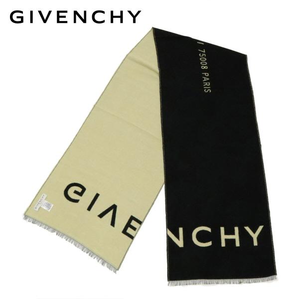 GIVENCHY ジバンシィ シルク混 ロゴマフラー スカーフ【BLACK