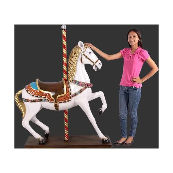 白い 回転木馬 メリーゴーランド（等身大フィギュア） ※ 大型