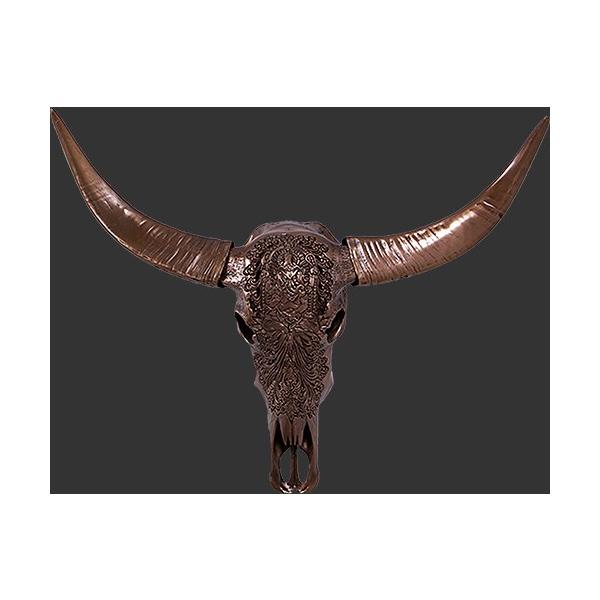本物 水牛の頭骨 ホーンマウント 横幅約66cm 大型美角 雄牛（BULL）ホーン・ヘッド頭蓋骨・B ビッグフィギュア（壁掛け