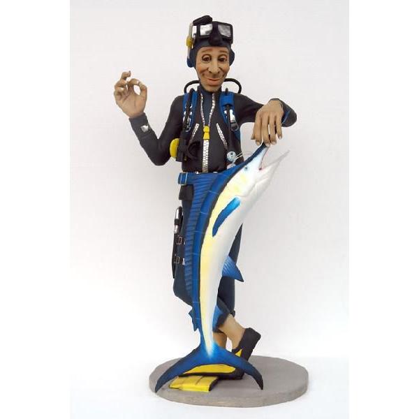 ダイバー スタンディング With ブルーマリン カジキ 等身大フィギュア Kancelaria Bhr Pl