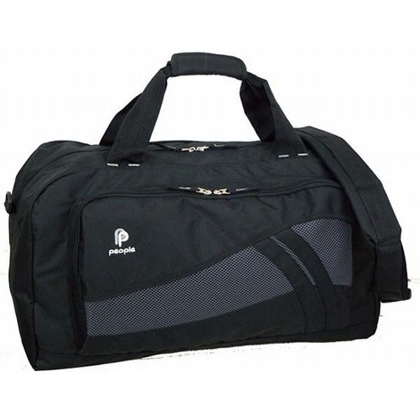 People 男女兼用 スポーティな2ラインボストンバッグ 全4色 スポーツ