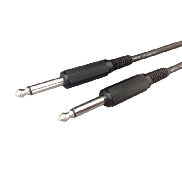 ●6.3mmモノラルプラグ←→6.3mmモノラルプラグ　２芯シールド●オーディオアンプ・ギターアンプ接続用6.3Фモノラル音声ケーブル、やわらかいソフトマイクコードS-MVVS2C×0.3SQ●プラグ：ニッケル●グリップ：13mm