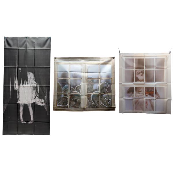 ドリームチャンネル ホラーシリーズ廃墟を守る少女 恐子さん、絶対絶命 迫りくる大群、恐怖の眼差し こっち見てるよ 恐子さん、ホラーな壁掛け３枚セット、１枚ずつのご購入よりお買い得です海外工場で印刷しているため、印刷のシミやムラ、にじみ、イン...