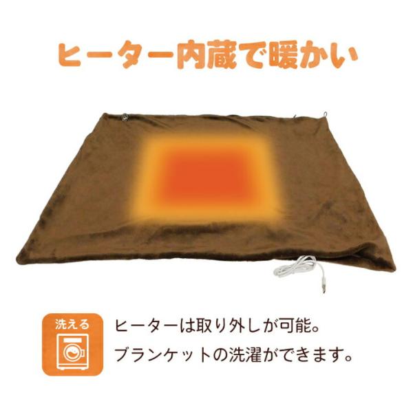 USB ホットブランケット ヒーター内蔵 ひざかけ 肩掛け 電気毛布 ダークブラウン ブロードウォッチ ENE-HEAT-BLK-B100