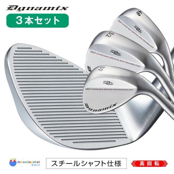 【3本セット】ダイナミクス ハイスピン ウェッジ スチールシャフト仕様 オリジナルスチールシャフト ワークスゴルフ メンズ 48度 52度 57度 非適合