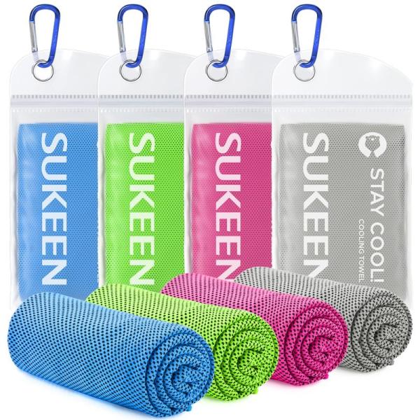 4 Pack Cooling Towel (40"x12"), Ice Towel, Soft Breathable Chilly Towe