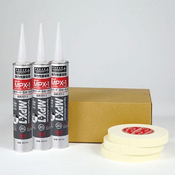 ※パニート・モザイコの施工には必ず専用接着剤セットをご使用ください。【内容】テープ3巻、接着剤3本【材質】テープ：アクリル系粘着剤両面テープ接着剤：ウレタン樹脂系接着剤【サイズ・容量】テープ：厚さ1mm×幅20mm×長さ10m/巻接着剤：3...