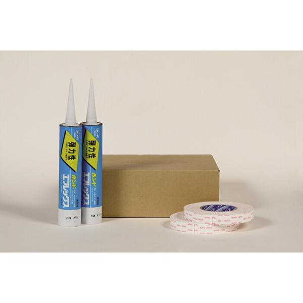 ※パニート・モザイコの施工には必ず専用接着剤セットをご使用ください。【内容】テープ2巻、接着剤2本【材質】テープ：アクリル系粘着剤両面テープ接着剤：1液型エポキシ樹脂系接着剤【サイズ・容量】テープ：厚さ1mm×幅20mm×長さ10m/巻接着...