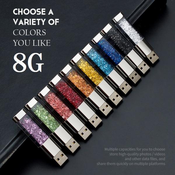 クリスタル USBメモリ 8G キラキラ ストーン 可愛い おしゃれ プレゼント USB 写真 画像 動画 保存 pc パソコン メモリーカード USB 2.0 メモリ