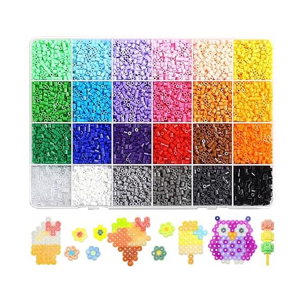 アイロンビーズ 24色セット 2.6mm 約12000粒 DIY手芸 作成キット 誕生日プレゼント (A)