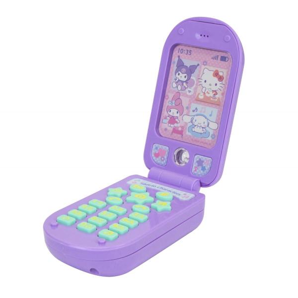 サンリオキャラクターズ おしゃべりケータイでんわキティちゃんとメロディがおしゃべりするよシナモンとクロミもたくさんおしゃべりするよメロディや音に合わせて画面が光る！パッケージサイズ：220×170× 35 mm対象年齢：3歳以上使用電池：単...