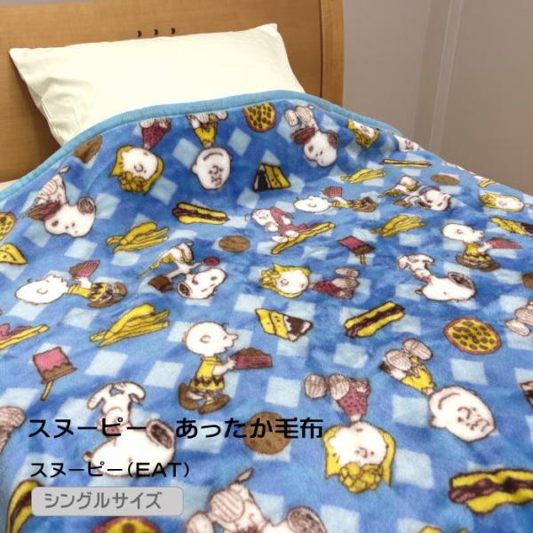 スヌーピー　あったか毛布・スヌーピー（EAT）PEANUTS(シングルサイズ）送料無料　140×200cm シングル 洗える ウォッシャブル 寝具 ブルー (N-2409-1420NT)