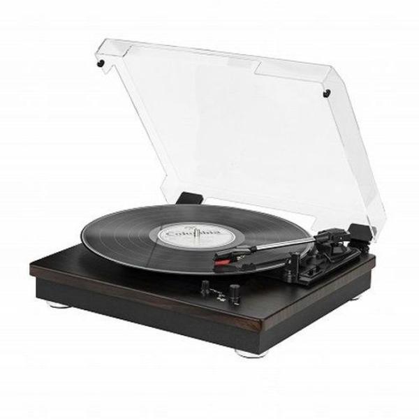 スピーカー内蔵レコードプレーヤー(Bluetooth機能搭載） ダークブラウン WINTECH KRP-207SBT