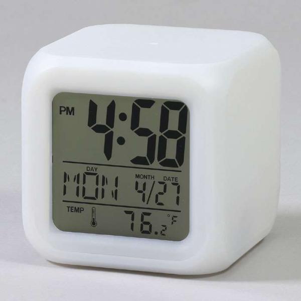 カラーチェンジクロック ライト7色 アラーム時計 日付 曜日 時刻 温度