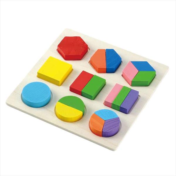 遊びながら図形と色を学べる木製マッチングパズルです。分割されたピースを正しい形にはめていくことで、色分けや形の違いを楽しみながら理解できます。丸・四角・多角形などのピースをはめて遊ぶことで、空間認識力や集中力を高められます。幼児が扱いやすい...